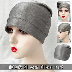 Washable Silver Fiber EMF Shielding Cap – RFID Protection Beanie